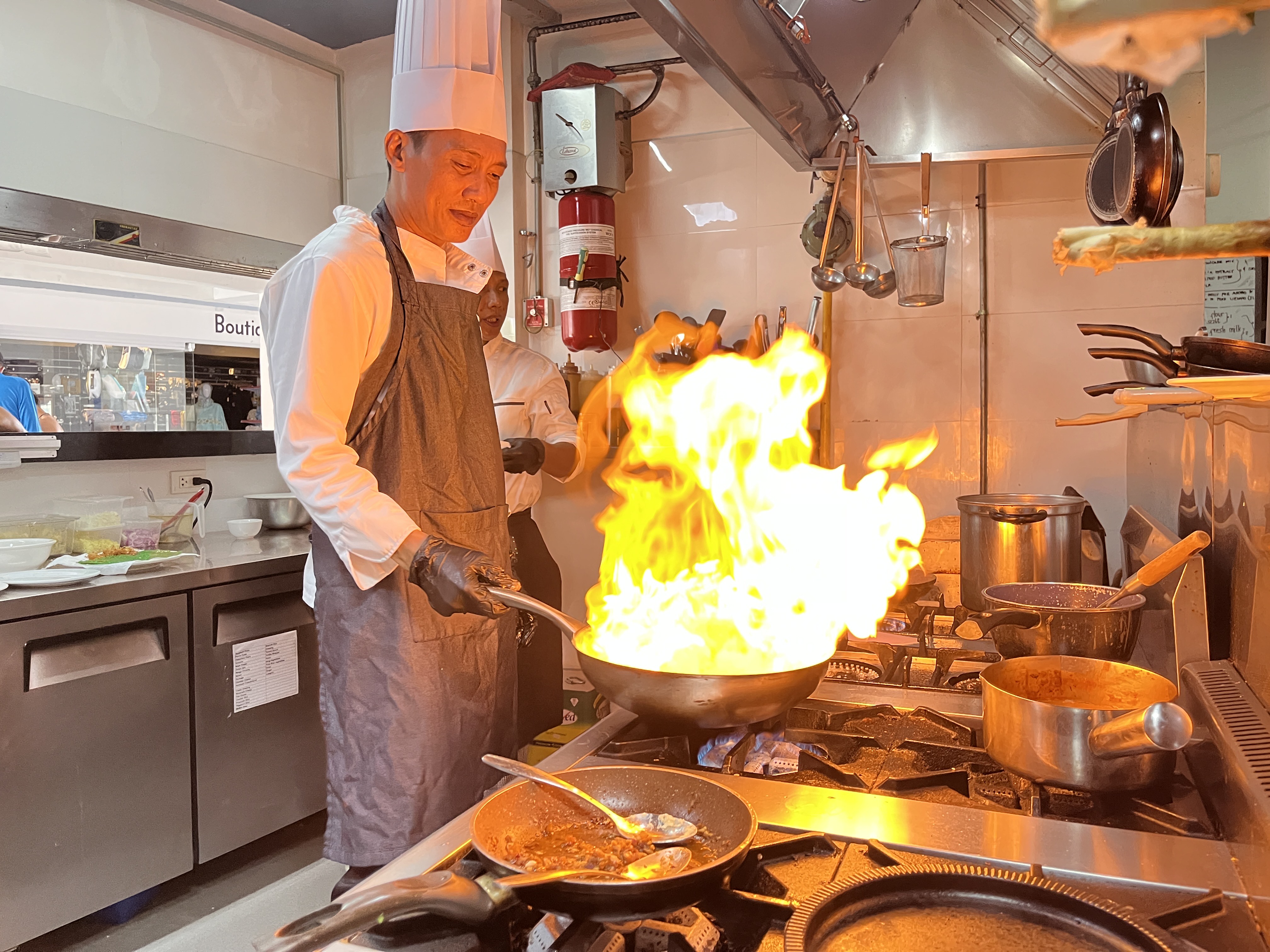 Chef Harold cooking at Lalaguna Villas restaurant