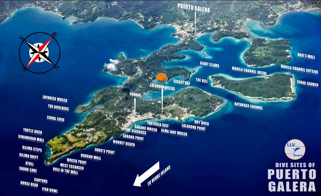 Dive Sites of Puerto Galera map