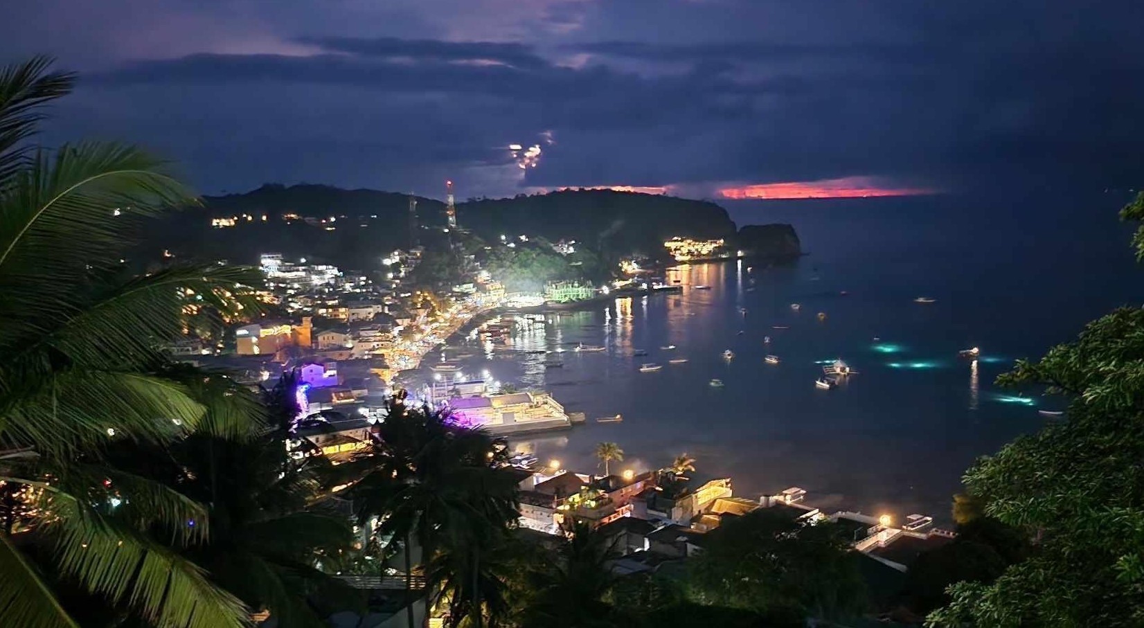 An aerial shot of the first night of Oktoberfest in Sabang, Puerto Galera