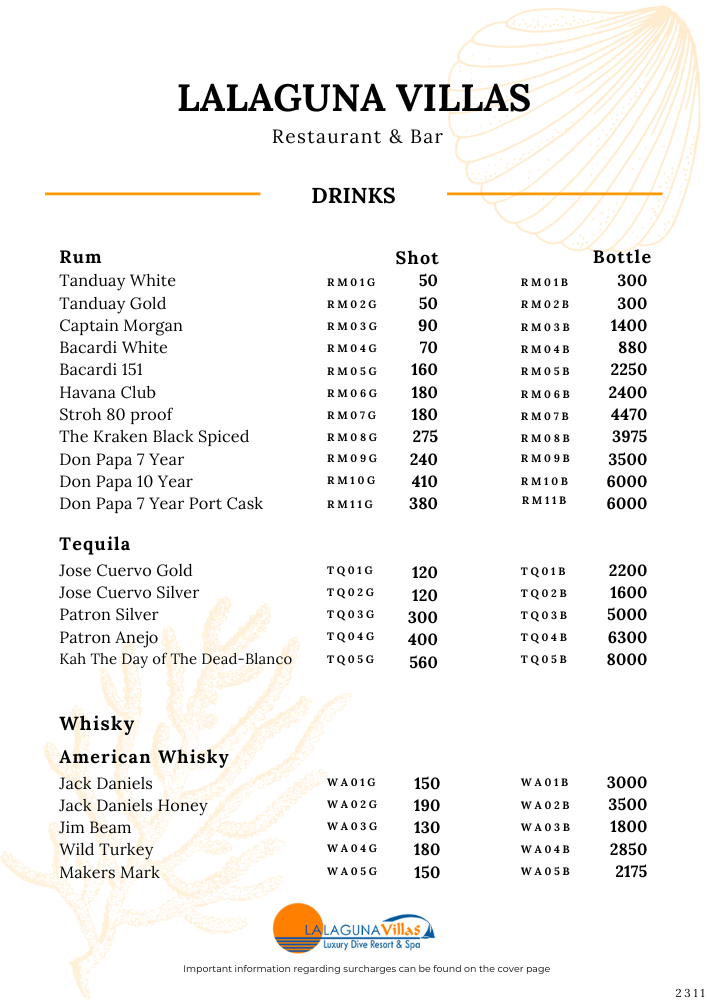 Lalaguna Villas Menu - Puerto Galera's Best Cuisine