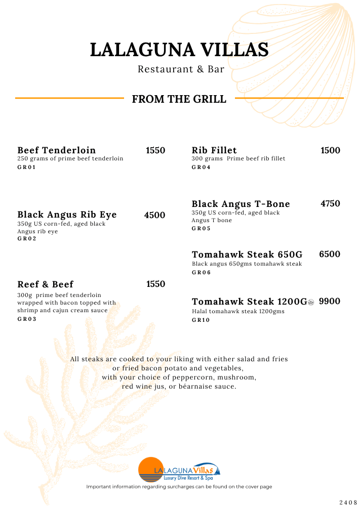 Lalaguna Villas Menu - Puerto Galera's Best Cuisine