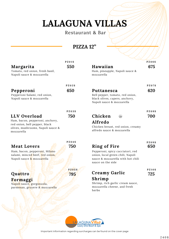 Lalaguna Villas Menu - Puerto Galera's Best Cuisine
