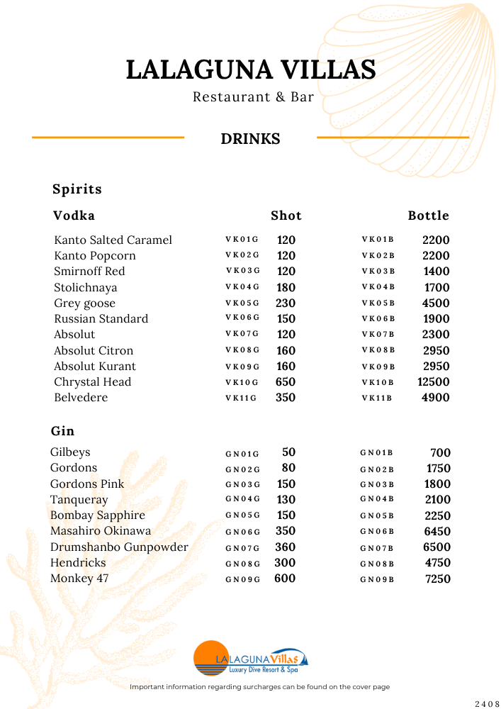 Lalaguna Villas Menu - Puerto Galera's Best Cuisine