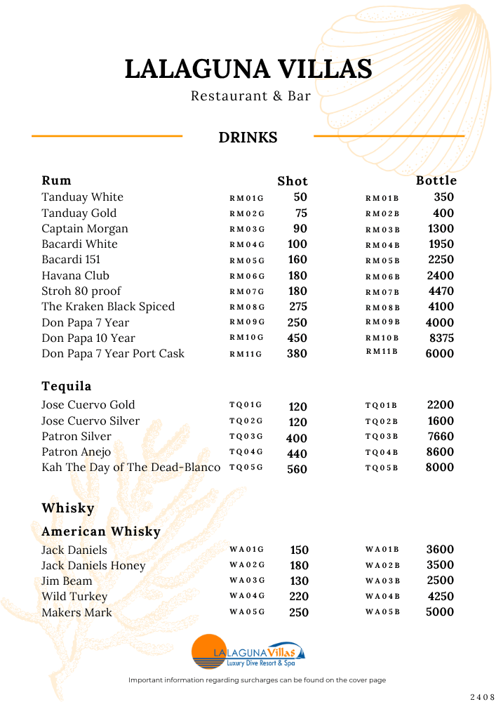 Lalaguna Villas Menu - Puerto Galera's Best Cuisine