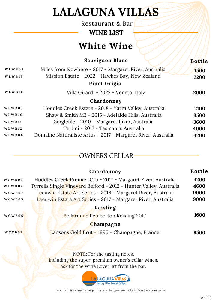 Lalaguna Villas Menu - Puerto Galera's Best Cuisine