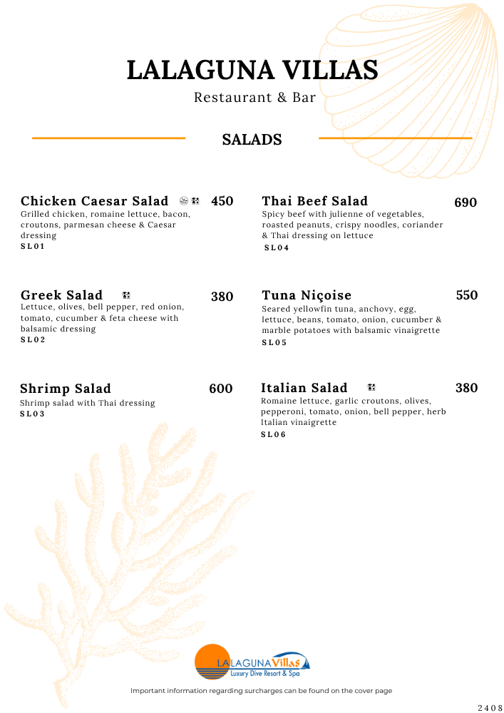 Lalaguna Villas Menu - Puerto Galera's Best Cuisine